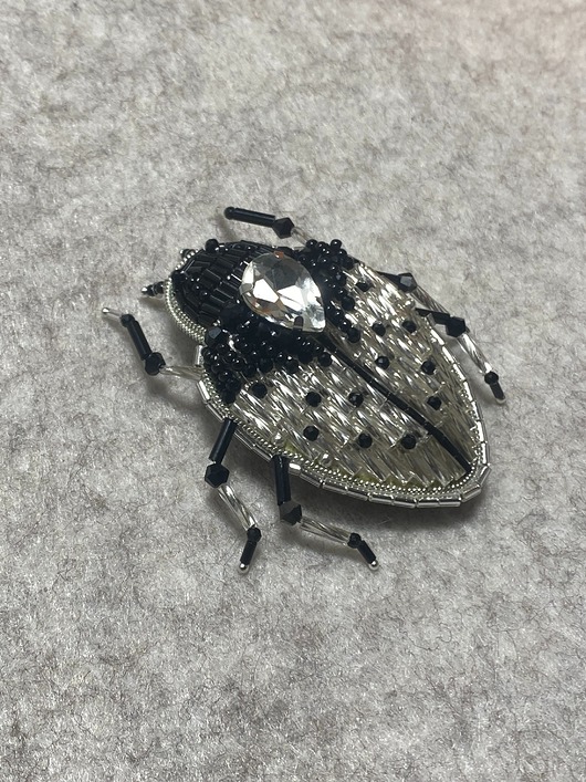 broszki Unikatowa broszka "Srebrzysty Chrząszcz" 