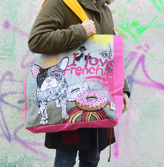 Torba XXL I LOVE frenchie kellybubble