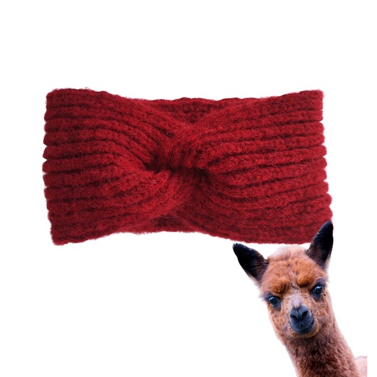 opaski do włosów Wełniana opaska handmade z alpaki i merino, miękka, ciepła, czerwona