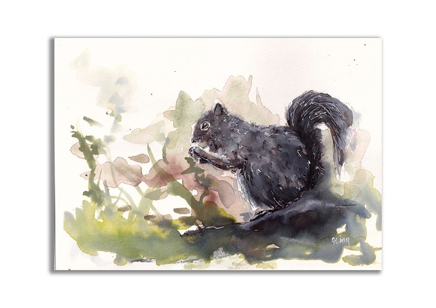 grafiki i ilustracje Obraz ręcznie malowany "Wiewiórka"