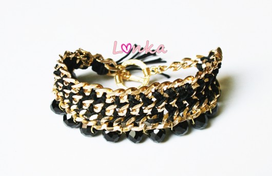 Bransoletka Kryształki Czarne Lonka Jewelry