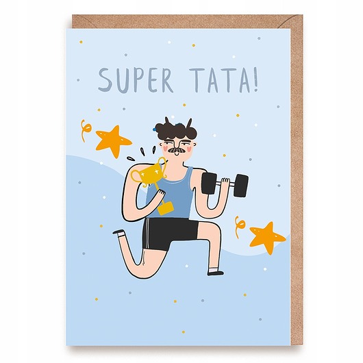 kartki okolicznościowe - wydruki Kartka dla Taty Super Tata + koperta  Dzień Ojca