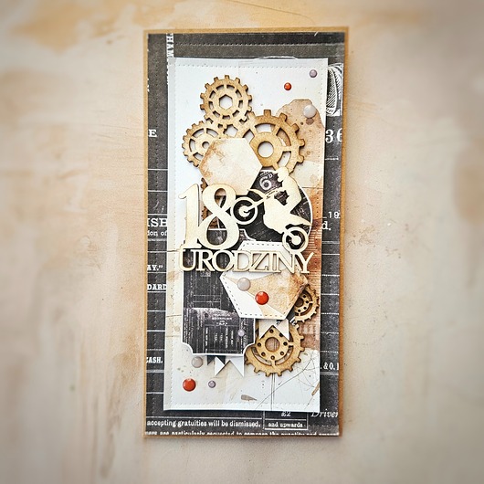 kartki scrapbooking Kartka urodzinowa z okazji 18 urodzin z motywem motoru cross