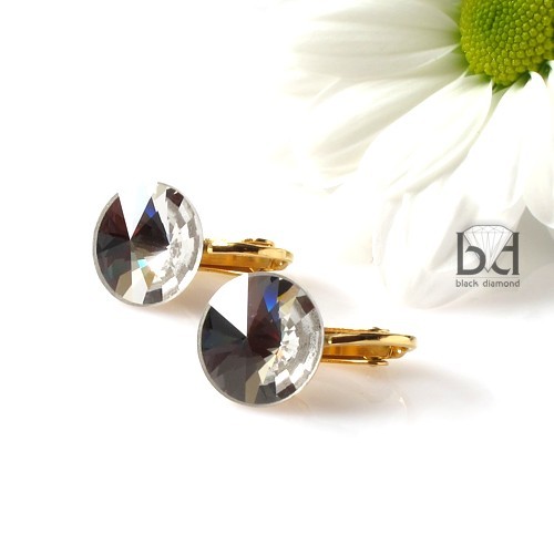 Klipsy z kryształem Swarovski 12 mm Black Diamond