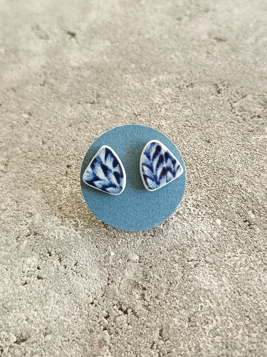 kolczyki ceramiczne Kolczyki ceramiczne w kobaltowe wzory