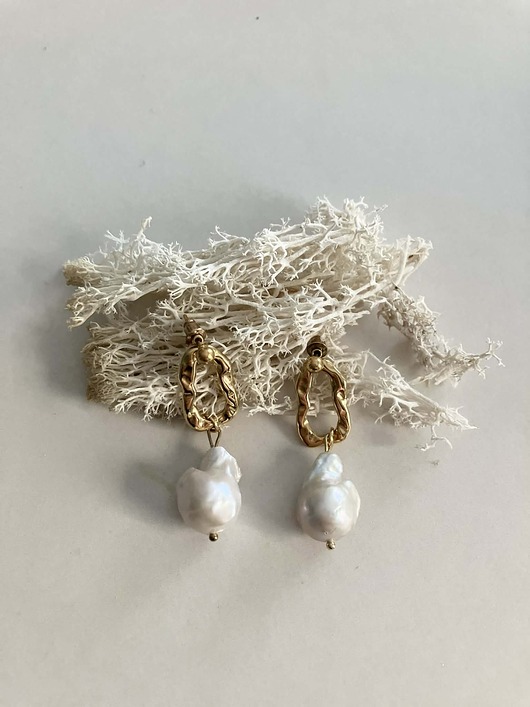 kolczyki - inne SAI - Kolczyki z wielka Perłą Naturalną Barokowej