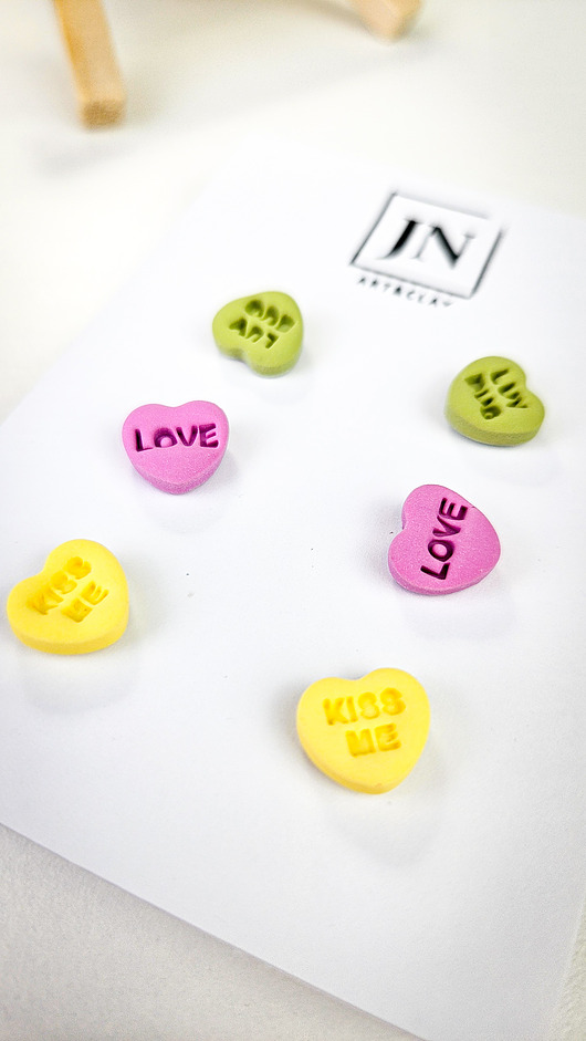 kolczyki z masy plastycznej Kolczyki serduszka zestaw 3 par