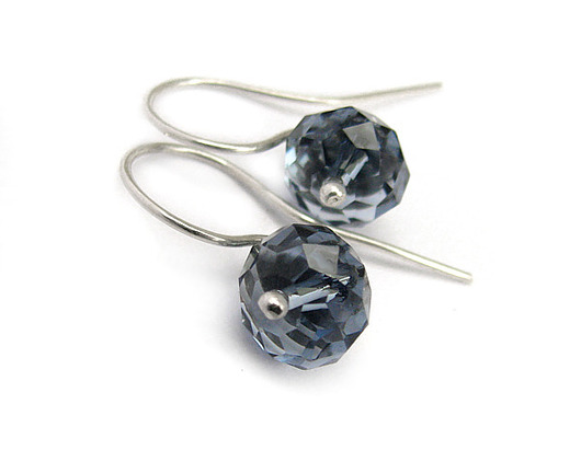 kolczyki swarovski Kolczyki - Denim Blue Rondelles - Kryształy Swarovski