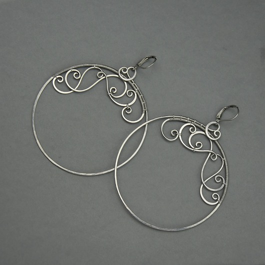 kolczyki wire wrapping Kolczyki duże koła wire wrapping kółka