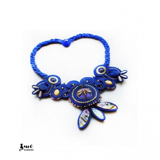 Blue Dragonfly- naszyjnik sutasz Mró Soutache