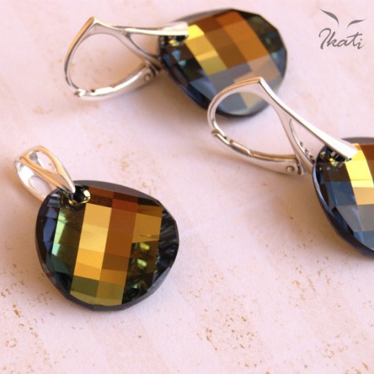 KRĘGI kryształ SWAROVSKIEGO Tabac KOMPLET Ikati Jewellery
