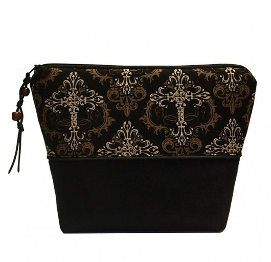 kosmetyczka - black & brown & white - ornamenty  MOONAXA
