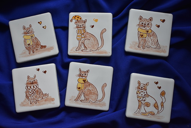 podkładki do kuchni Podkładki pod kubki kafelki koty