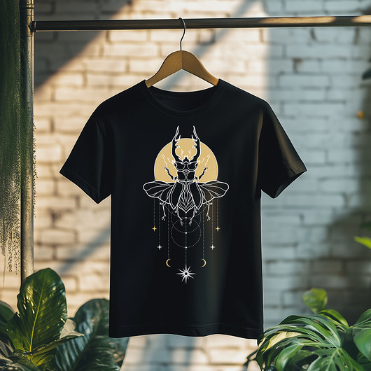 t-shirty męskie Koszulka męska - Święta geometria - Chrząszcz z gwiezdnym ornamentem