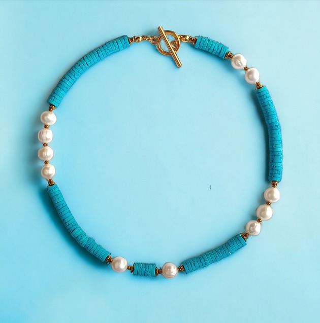 kolie LIMITOWANY naszyjnik : kolekcja summer ocean : PERŁY & LAWA turkusowa