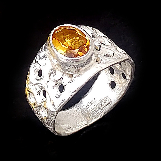 pierścionki srebrne Cytryn ażurowo