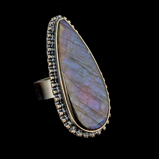 pierścionki srebrne Pierścionek kropla zorzy- labradoryt