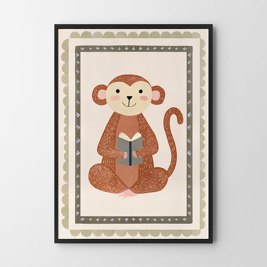 obrazy i plakaty do pokoju dziecięcego Małpka - plakat dziecięcy