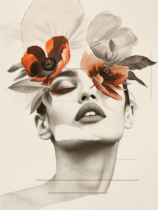 tapety i naklejki ścienne Kobieta z bukietem na głowie -  tapeta