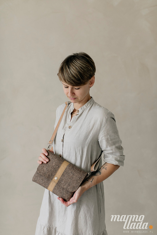 torby na ramię Marmollada - filcowa listonoszka KASZMIR + brąz