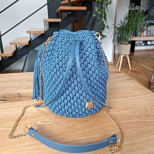 torby na ramię Ręcznie robiona torebka bucket bag w kolorze jeans