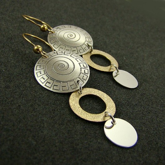 kolczyki wire wrapping Koła w złocie i srebrze