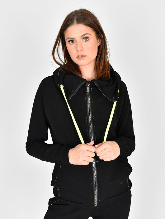 bluza z kapturem damska Bluza na zamek czarna Suzana
