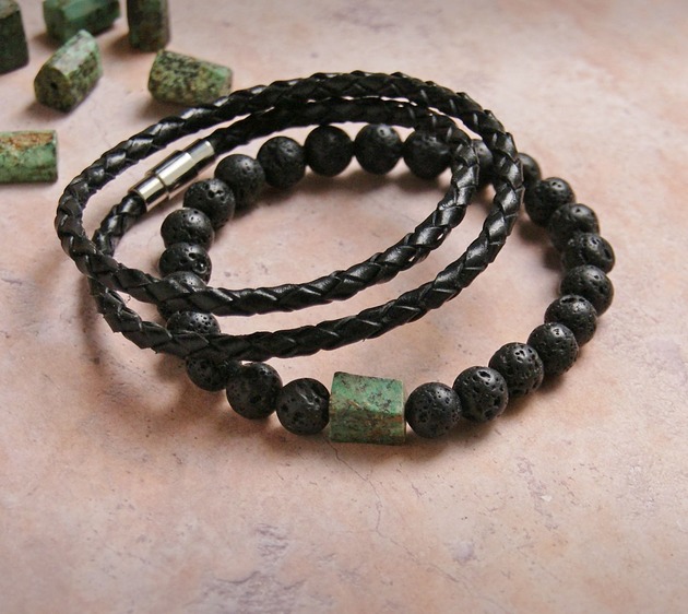 biżuteria męska KOMPLET - ENERGIA - turkus afrykański