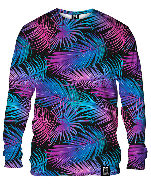 bluzy męskie Bluza Bez Kaptura Męska DR.CROW Palmy Fiolet