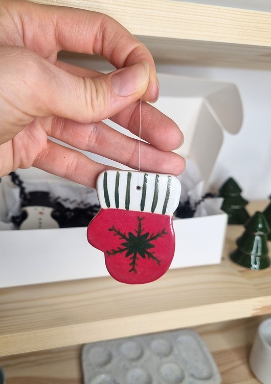 ozdoby choinkowe Zestaw 3 ręcznie malowanych zawieszek