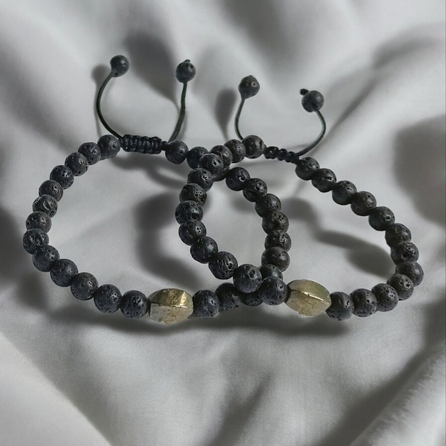 bransoletki z kamieni naturalnych Komplet dla pary : PIRYT & LAWA :: długość regulowana