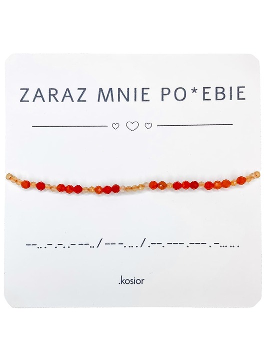 bransoletki na sznurku Bransoletka prezent - ZARAZ MNIE POJEBIE - Awenturyn pomarańczowy - Spokój