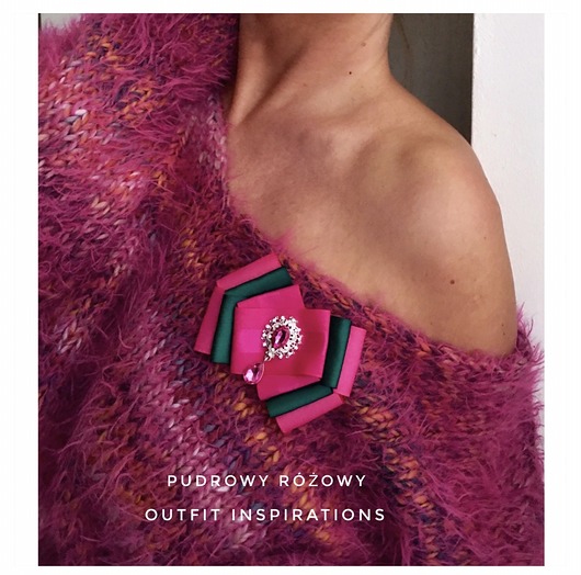 broszki Fuksja z zielenią New