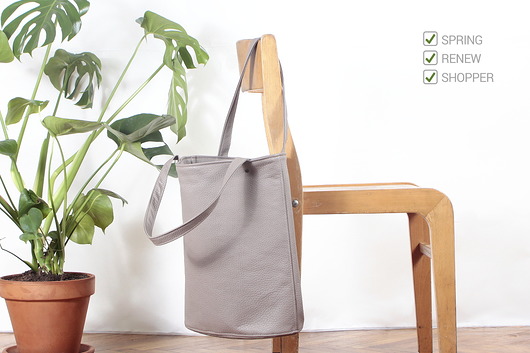 Shopper bag XL latte na zamek / pojemna torba hairoo