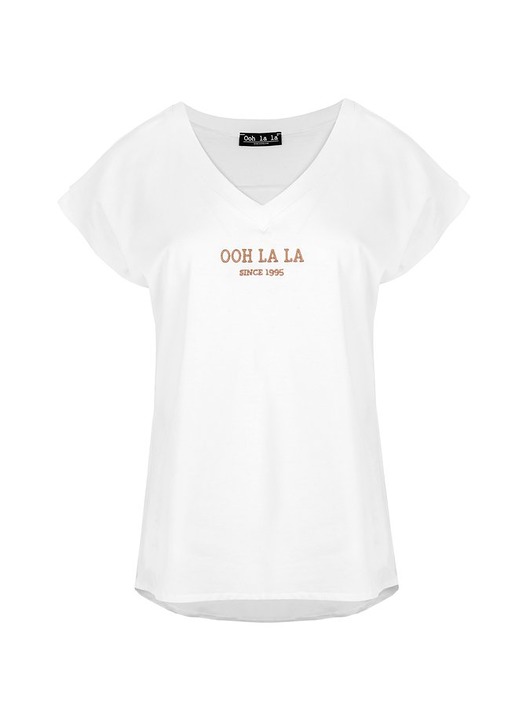 T-shirt z haftem OOH LA LA