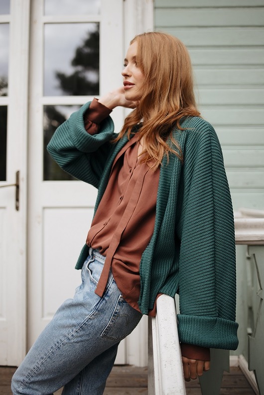 kardigany damskie Luna cardigan emerald green