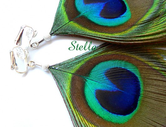 pawie klipsy z diamentami ;) Stella