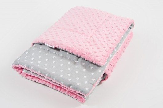 Mięciutki kocyk minky - serduszka - 75x100 Minky and Cotton