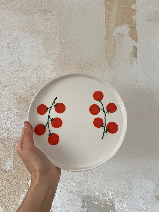 patery i talerze Talerz porcelanowy w pomidorki / 21 cm