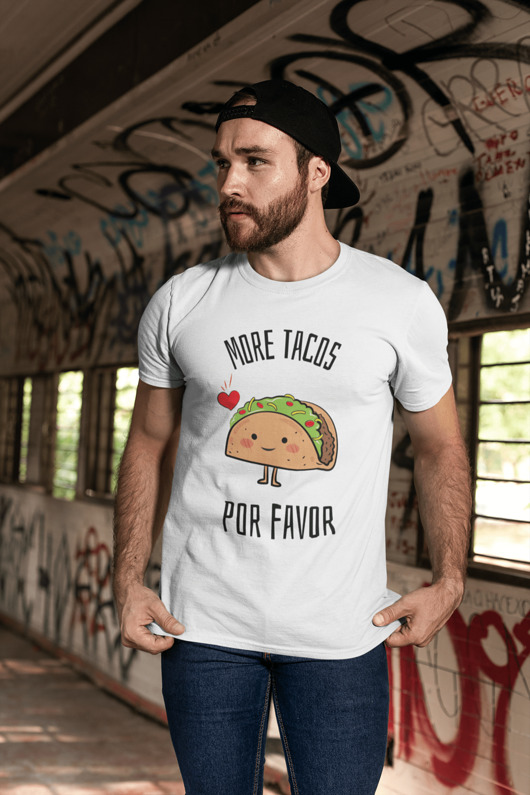 t-shirty męskie koszulka z napisem more tacos por favor
