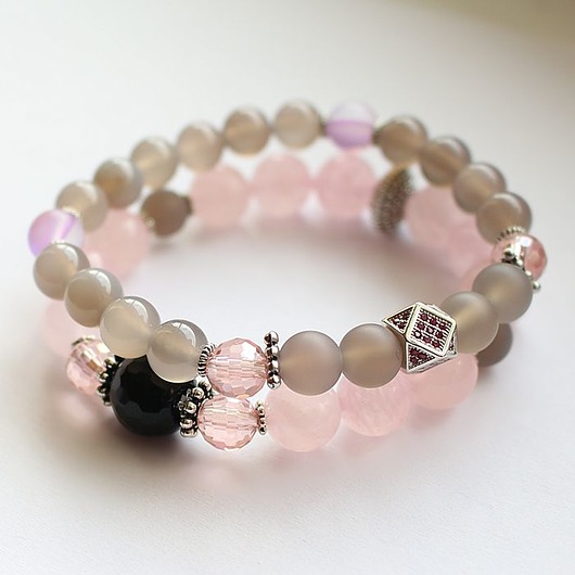 bransoletki z kamieni naturalnych agat kwarc różówy 2 bransoletki energetyczne