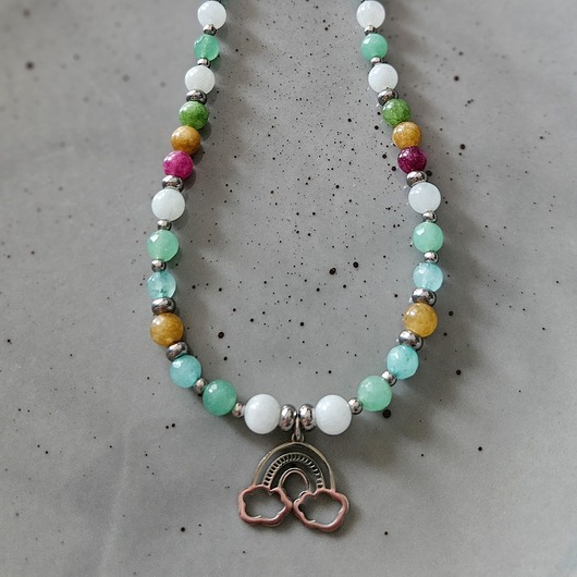 chokery Tęczowy choker z jadeitami