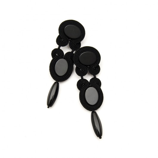 Długie czarne kolczyki soutache maanuela