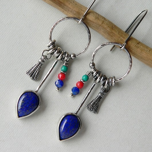 kolczyki srebrne Kolczyki srebrne -lapis lazuli-koła-