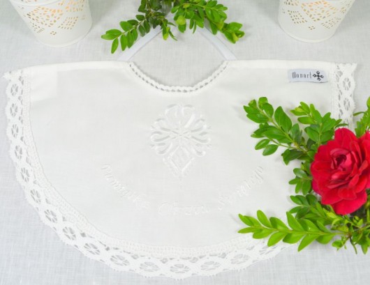 Szatka do chrztu PARZENICA serce białe Monart