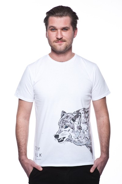 Leśne Runo Zły Wilk T-shirt męski Na lewa strone