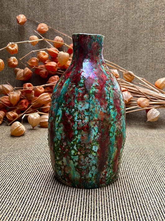 wazony Wazon ceramiczny butla turkusowo rubinowa