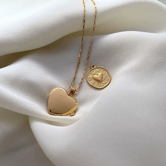 złote naszyjniki Naszyjnik srebrny pozłacany - Serce sekretnik/puzderko