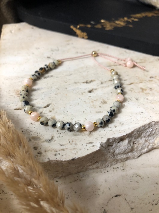 bransoletki z kamieni naturalnych Bransoletka jaspis dalmatyński i jadeit