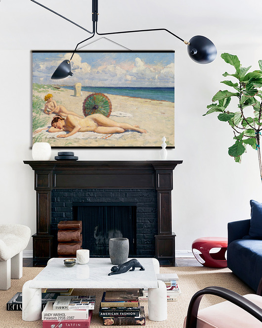 grafiki i ilustracje Duży obraz na płótnie - Kąpiące się na plaży